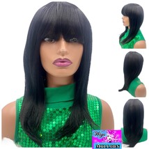 Reign&quot; black Synthetic Wig heat resistant chinese bang wrap style wig full cap G - £39.11 GBP