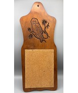 Vtg 70s Wooden Owl Wall Hanging Cork Board Boho Retro Bulletin Board - $425.16 MXN