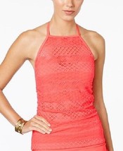  NEW Island Escape Coral Sky Rincon High Neck Crochet Tankini Top 8 - £15.56 GBP