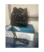 Black Plastic Beaded Sparkle Bucket Purse Shoulder Crossbody Formal Danc... - $24.25