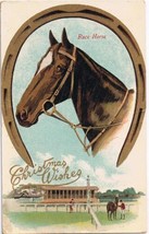 Postcard Christmas Wishes Race Horse - £3.91 GBP