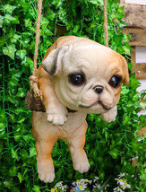 Lifelike American Bulldog Puppy Dog On Branch Swing Hanger Wall Decor Fi... - $29.99