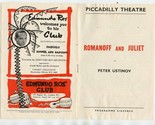 Romanoff and Juliet Program Piccadilly Theatre London England Peter Usti... - £12.51 GBP