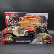 MATTEL JURASSIC WORLD REBIRTH LAUNCH ‘N BATTLE VEHICLE SET +MARTIN KREBS... - $34.64