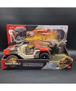 MATTEL JURASSIC WORLD REBIRTH LAUNCH ‘N BATTLE VEHICLE SET +MARTIN KREBS FIGURE - $34.64