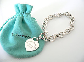 Tiffany &amp; Co Silver Return to Tiffany Heart Tag Bracelet Bangle 8.5 Inch Longer - £400.01 GBP