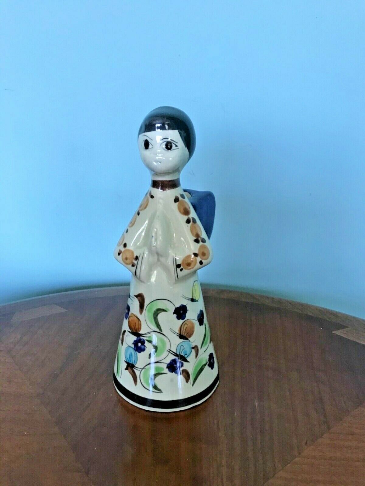 VTG MEXICAN TONALA POTTERY  ANGEL CANDLE HOLDER signed CAT 9&quot; - $11.88