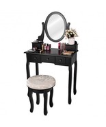 Vanity Makeup Table Set Bedroom Furniture with Padded Stool - Color: Black - $346.63 CAD