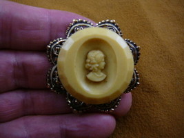 (CM86-2) Small faced WOMAN circle CAMEO Pin Jewelry Pendant Nice - £25.66 GBP