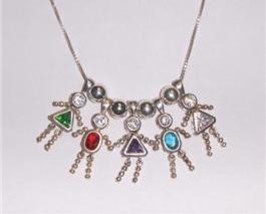 Sterling &amp; CZ Birthstone Kid Necklace w/5 Kids-Children - $149.00