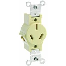 Leviton 5032-I 20 Amp, 125/250 Volt, Narrow Body Single Receptacl, Ivory - $19.15