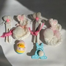 Handmade Handcrafted Handknit Easter Bunny Rabbit Duck Spring Pastel Pins - $17.81