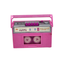 Vintage 1980's Mattel Barbie Doll Pink Wind Up Radio / Tape Deck Action Accents - £15.13 GBP