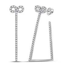 14kt White Gold Womens Round Diamond Infinity Trapezoid Hoop Earrings 3/4 Cttw - $1,159.00