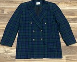 Vintage Pendleton Pure Virgin Wool Women’s Blazer Black Green Blue Plaid... - $32.29