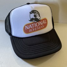 Vintage National Bohemian Hat Beer Trucker Hat adjustable Black Party Su... - $14.99