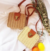 Vintage College Small box Candy color Crossbody bag Lady Shoulder Rattan... - $36.70