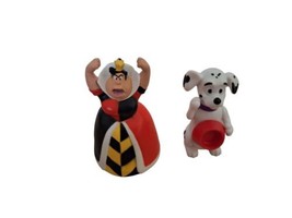 Disney Pvc Figures Alice In Wonderland Queen Of Hearts &amp; 101 Dalmations Dog Guc - £6.92 GBP