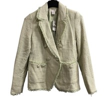 House Of Harlow Blazer Womens M Pistachio Green Tweed Boucle Knit Office... - $47.48