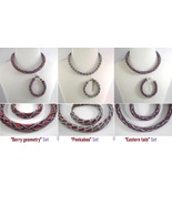 Jewelery set in Burgundy-Lilac tones: beaded Necklace and Bracelet, Hand... - $49.02 CAD+