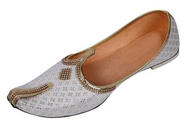 Mens wedding Jutti ethnic Mojari fashion Party Shoes US size 8-12 White khussa - £26.42 GBP