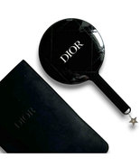 Christian Dior Quilted Hand Mirror Black Novelty w/Case Pouch  - $120.89 CAD