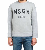 MSGM Milano GRAY COTTON Blend BRANDED Logo SweatShirt MAGLIA Italy ( XL ) - £332.34 GBP