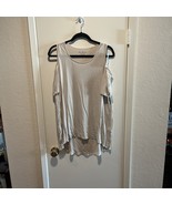 NWT Chico’s Natural Tan Beige Cold Shoulder Linen Rayon Blend Knit Top S... - €17,07 EUR