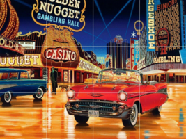 Las Vegas casino American muscle car Chevy bel air ceramic tile mural backsplash - £46.65 GBP+