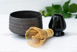 Black Ceramic Matcha Set - Japanese Matcha Bowl, Bamboo Matcha Whisk and... - £31.44 GBP