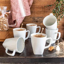 Porcelain 12-Ounce Square Mugs, White, Set of 6 - $608.55 MXN