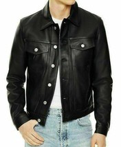 Men&#39;s Leather Shirt Western Trucker Cowboy Real Leather Summer Jacket Bl... - £79.74 GBP