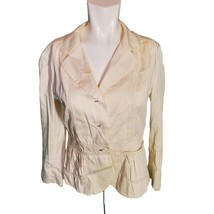 MIU MIU Prada Vintage Pleated Boho Ruched Ruffle Jacket Blazer Cream Sz ... - $74.79