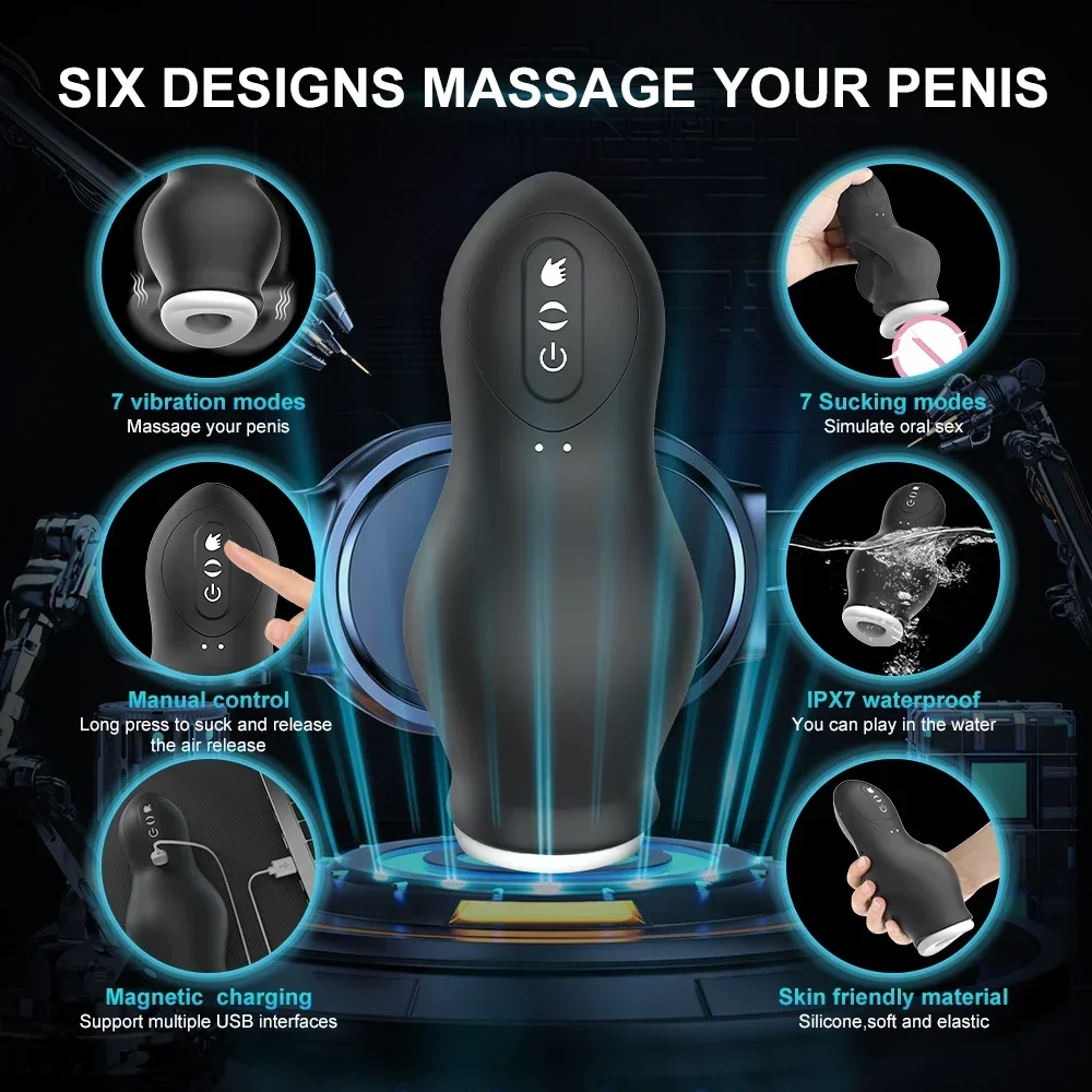 Cup sucking blowjob vibrator penis masturbation machine silicone sex toys for man glans thumb200