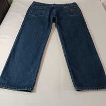 Carhartt Men's Blue Denim Workwear Jeans Measured Size (42×29) image 12