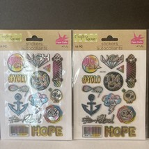 Puffy Metal Hope #Yolo Stickers- Crafter&#39;s Square 3D Scrapbook Set Of 2 - £6.86 GBP