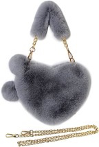 Furry Purse Heart Shaped Fluffy Faux Fur - £32.59 GBP