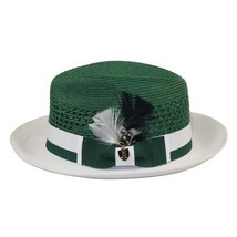 Men's Bruno Capelo Belvedere 2-Tone Straw Style Fedora Hat BD953 Emerald/White image 5