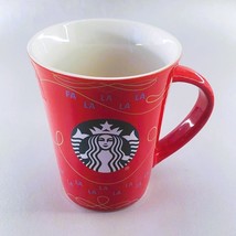 Starbucks Red Holiday Ceramic Mug 10 Oz  Fa La La La Gold Accents        U - $130.08 MXN