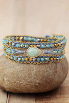 Handmade Teardrop Shape Triple Layer Beaded Bracelet - £16.88 GBP