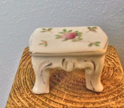 Ceramic Miniature Bench or Table with Roses and Gold Accents Japan 2 x 1.5&quot; - £7.91 GBP