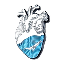 Pin Heart White Whale Blue Ocean Anatomical Heart Enamel Pin Fashion Jewelry image 2