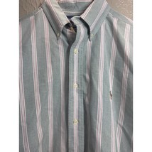 Ralph Lauren Mens Green White Yarmouth Button Down Dress Shirt Preppy Si... - $24.95