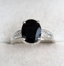 Australian Black Tourmaline Solitaire Ring in Sterling Silver  Sz 6.75-2.60 ctw - £20.04 GBP