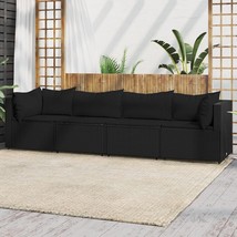  Patio Lounge Set Black PE Rattan Large Adjustable Feet - €498,11 EUR