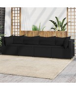  Patio Lounge Set Black PE Rattan Large Adjustable Feet - $10,880.88 MXN