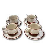 Denby Potters Wheel Mugs Lot 4  Saucer Brown Speckled Pottery Tea Coffee... - $72.22