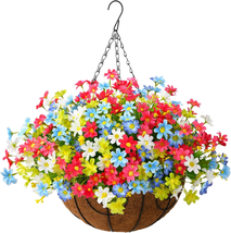 Artificial Hanging Flowers in Basket,Artificial Daisy Flower Arrangement,12 Inch - £47.11 GBP