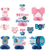 12Pcs Burnouts Or Bows Gender Reveal Party Honeycomb Centerpieces Table ... - $38.93