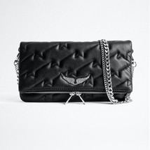 Women Crossbody Bag Shoulder Bags Leataher Personality Wings Decorated Chain Mes - £96.81 GBP